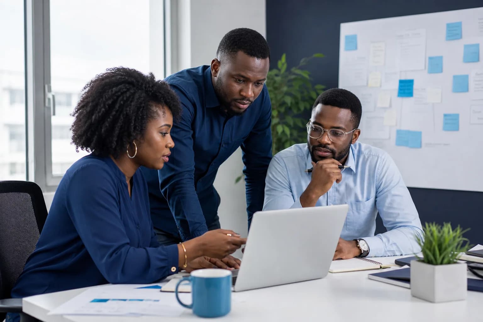 Marketing team reviewing content and website performance
