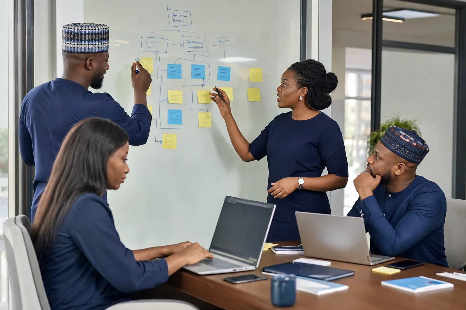Operations team mapping call routing and escalation workflows